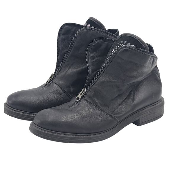 Sheridan Mia  Black Leather Zipper Studded Ankle Boots Size 39 (8.5-9 US) - Picture 1 of 10